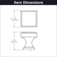 Brownstone Collection Knob 1-1/8'' Square Chrome Finish B077458-CH
