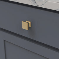 Brownstone Collection Knob 1-3/8'' Square Brushed Golden Brass Finish B077460-BGB
