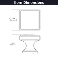 Brownstone Collection Knob 1-3/8'' Square Satin Nickel Finish B077460-SN