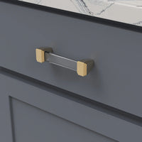 Belleclaire Collection Pull 3-3/4'' cc Crysacrylic with Brushed Golden Brass Finish B077503-BGB