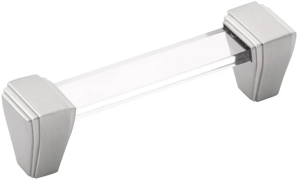Belleclaire Collection Pull 3-3/4'' cc Crysacrylic with Satin Nickel Finish B077503-SN