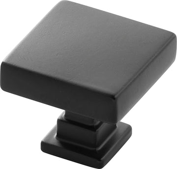 Brighton Collection Knob 1-1/4'' Square Matte Black Finish B077889MB