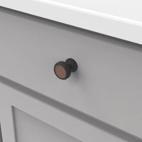 Reserve Collection Knob 1-1/4'' diam Matte Black with Brown Leather Finish B077977LRMB