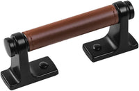Reserve Collection Pull 3'' cc Matte Black with Brown Leather Finish B077978LRMB