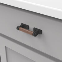 Reserve Collection Pull 3'' cc Matte Black with Brown Leather Finish B077978LRMB