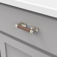 Reserve Collection Pull 3'' cc Satin Nickel with Brown Leather Finish B077978LRSN