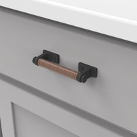 Reserve Collection Pull 3-3/4'' cc Matte Black with Brown Leather Finish B077979LRMB