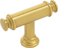 Berkshire T-Knob 2-1/8'' x 11/16'' Brushed Golden Brass Finish B079928-BGB