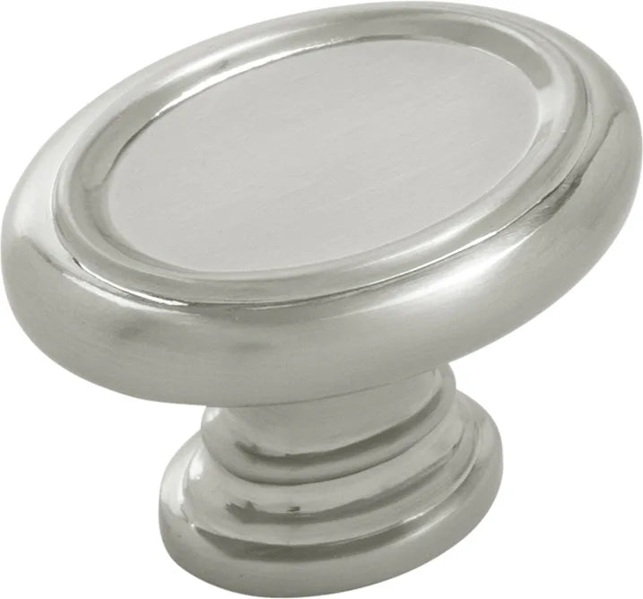 Berkshire Knob 1-1/2'' x 1-1/8'' Oval Satin Nickel Finish B079930-SN