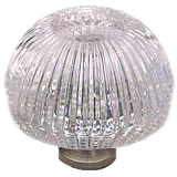 Grooved Round 1-3/8'' Crystal Knob with Satin Nickel Base