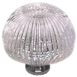 Grooved Round 1-3/8'' Crystal Knob with Polished Chrome Base