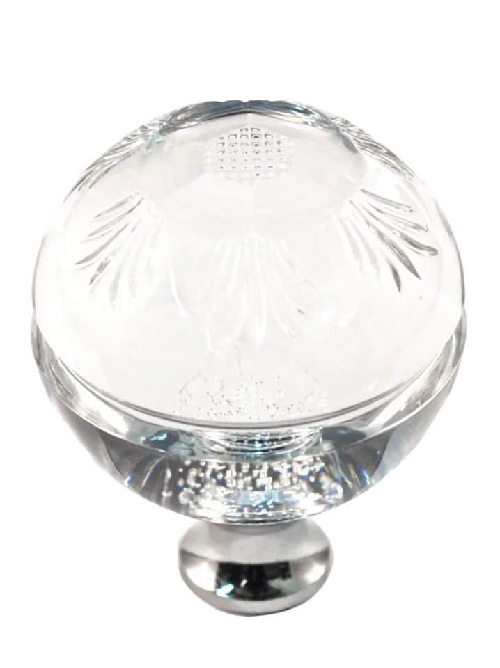 Round 1-3/8'' Crystal Knob with Polished Chrome Base M1111-US26
