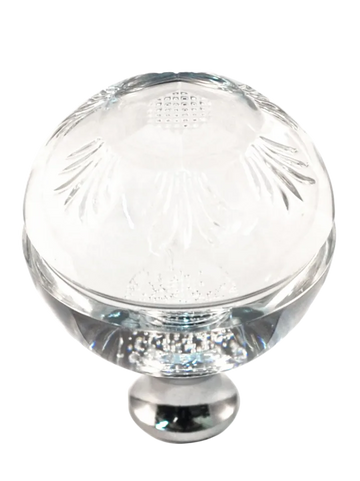 Round 1-3/8'' Crystal Knob with Polished Chrome Base M1111-US26
