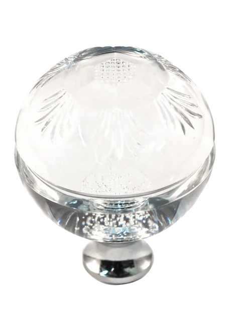 Round 1-3/8'' Crystal Knob with Polished Chrome Base M1111-US26