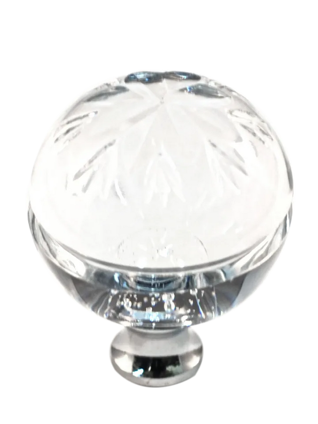 Round 1-3/8'' Crystal Knob with Polished Chrome Base M1112-US26