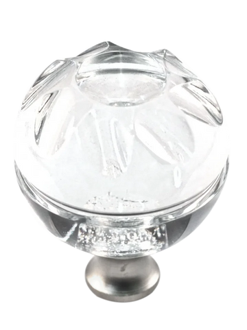 Round 1-3/8'' Crystal Knob with Satin Nickel Base M1113-US15