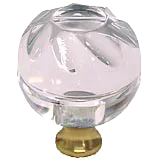 Round 1-3/8'' Crystal Knob with Polished Brass Base M1113-US3