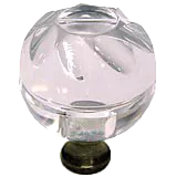 Round 1-3/8'' Crystal Knob with Antique Brass Base M1113-US5