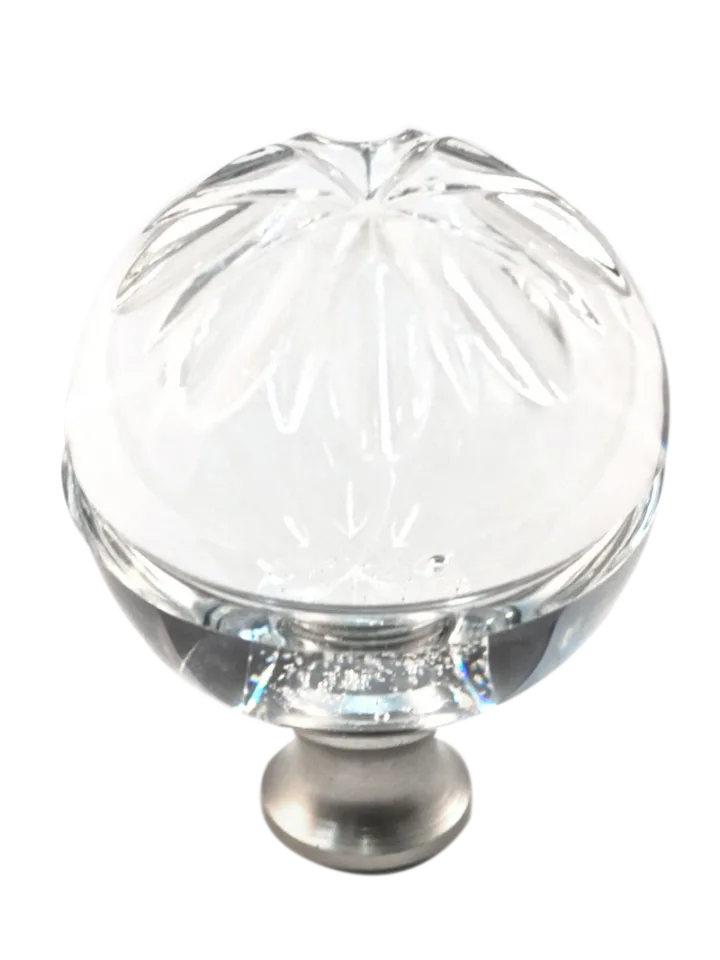 Round 1-3/8'' Crystal Knob with Satin Nickel Base M1114-US15