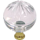 Round 1-3/8'' Crystal Knob with Polished Brass Base M1115-US3