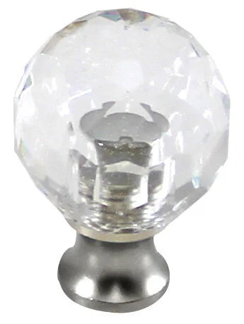 Round 1'' Crystal Knob with Pewter Base