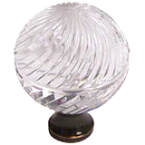 Swirled Round 1-3/16'' Crystal Knob with Bronze Base