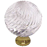 Swirled Round 1-3/16'' Crystal Knob with Polished Brass Base