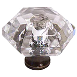 Hexagon 1-1/8'' Crystal Knob with Bronze Base