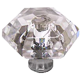 Hexagon 1-1/8'' Crystal Knob with Polished Chrome Base