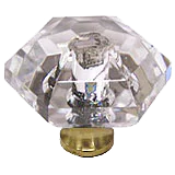 Hexagon 1-1/8'' Crystal Knob with Polished Brass Base
