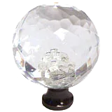 Round 1-3/8'' Crystal Knob with Bronze Base M35-US10B