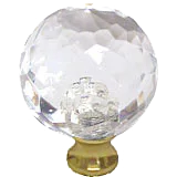 Round 1-3/8'' Crystal Knob with Polished Brass Base M35-US3