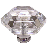 Hexagon 1-1/2'' Crystal Knob with Polished Chrome Base