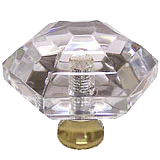 Hexagon 1-1/2'' Crystal Knob with Polished Brass Base