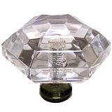 Hexagon 1-1/2'' Crystal Knob with Antique Brass Base