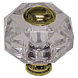 Hexagon 1-3/4'' Crystal Knob with Polished Brass Base
