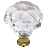 Round 1-3/8'' Crystal Knob with Polished Brass Base M992-US3