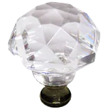 Round 1-3/8'' Crystal Knob with Antique Brass Base M992-US5