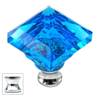 Aqua Square 1-1/4'' Crystal Knob with Polished Chrome Base