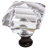 Square 1-1/4'' Crystal Knob with Bronze Base
