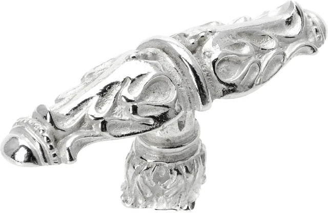 Acanthus leaves large knob Romanesque style with column base in Platinum. 1047-24