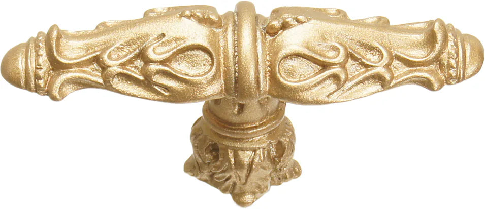 Acanthus leaves large knob Romanesque style with column base in Soft Gold. 1047-27