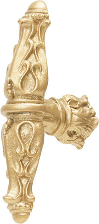 Acanthus leaves large knob Romanesque style with column base in Soft Gold. 1047-27