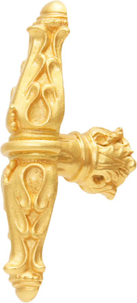 Acanthus leaves large knob Romanesque style with column base in Gilded Mercury. 1047-8