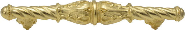 Acanthus 4'' cc pull Romanesque style with column base in Gilded Mercury. 1049-8