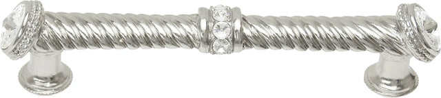 Caché 5'' cc large pull with end & center 7 rivoli Swarovski Clear Crystals in Platinum. 1200-24C