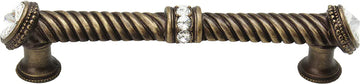 Caché 5'' cc large pull with end & center 7 rivoli Swarovski Clear Crystals in Antique Brass. 1200-3C