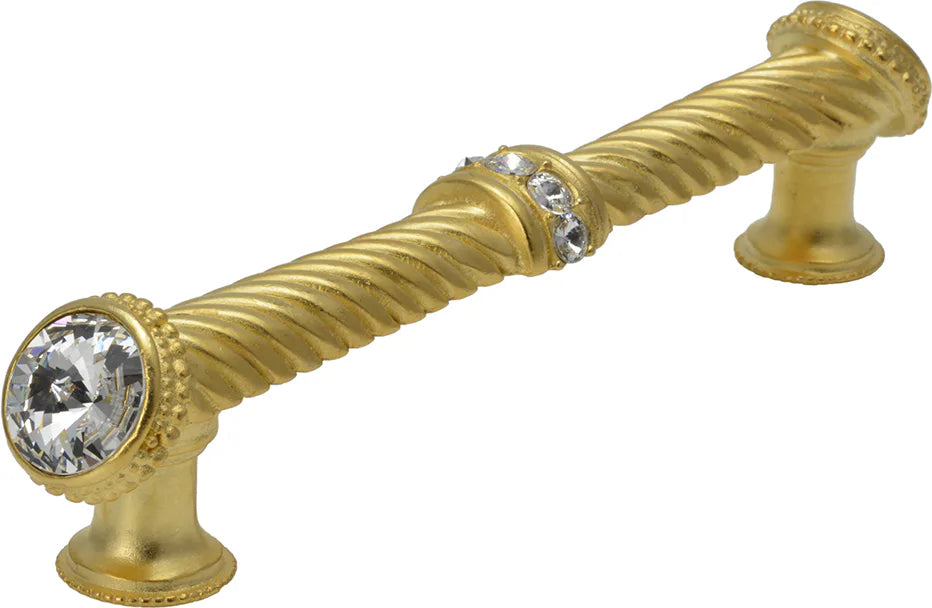 Caché 5'' cc large pull with end & center 7 rivoli Swarovski Clear Crystals in Gilded Mercury. 1200-8C