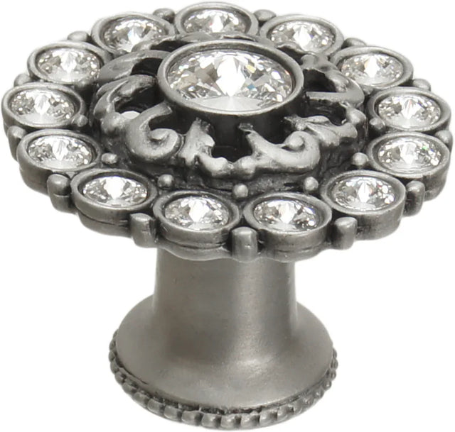 Caché large round knob with flared foot with Swarovski Clear Crystals 1203B