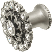 Cache Caché large round knob with flared foot with Swarovski Clear Crystals in Satin. 1203B-11C